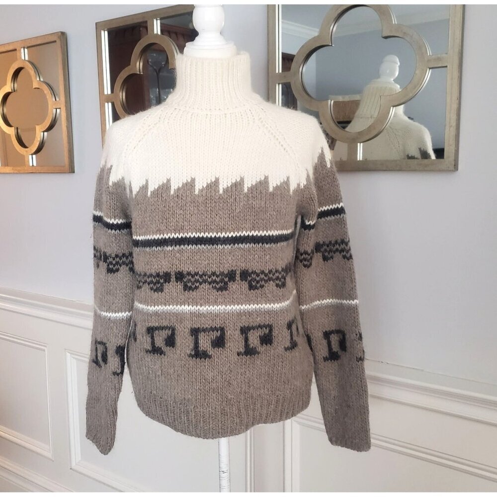 Zara Made in Italy Oversize Chunky Nordic Alpaca Llama Wool Turtleneck Sweater M - Picture 12 of 12